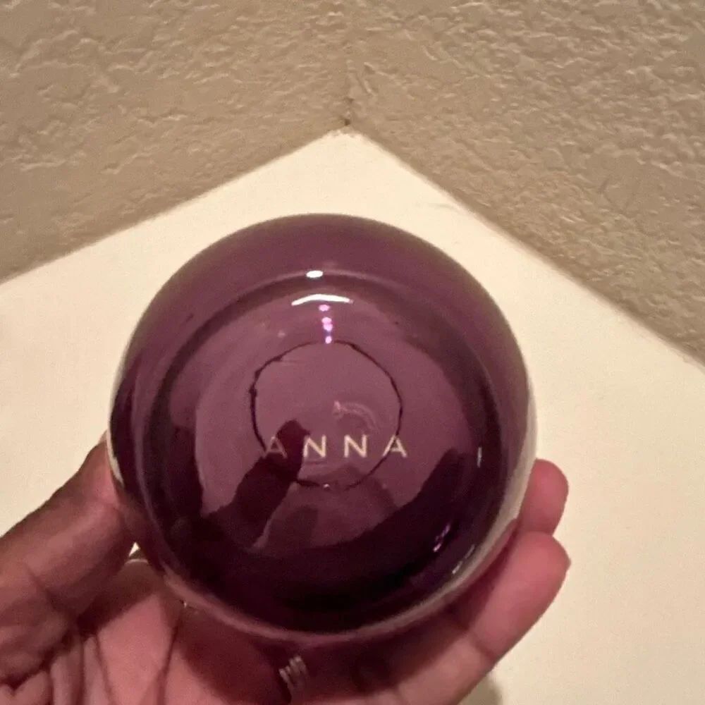 Anna Ombré Stemless Wine Glasses Purple With Gold Rim Luxury Home Gift NWT - Picture 3 of 9